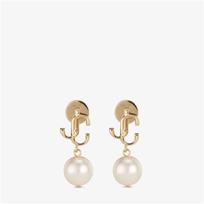 Gold-Finish Metal JC Pearl Stud Earrings | JC Pearl Studs | Jewellery Collection | JIMMY CHOO