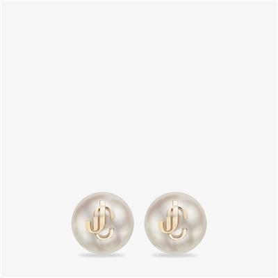 Gold-Finish Metal JC Pearl Stud Earrings | JC Pearl Studs | Jewellery Collection | JIMMY CHOO