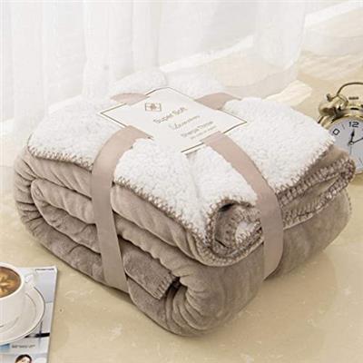 Sherpa Fleece Blanket Throw Dual Sided Plush Fabric Extra Soft Thermal Fluffy Blanket Sherpa Throws for Bed and Sofa Improves Sleep - Mink King 200 X