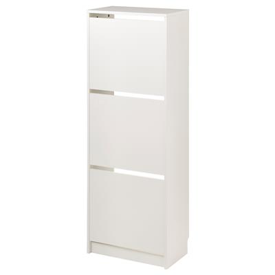 BISSA shoe cabinet with 3 compartments, white, 49x28x135 cm - IKEA