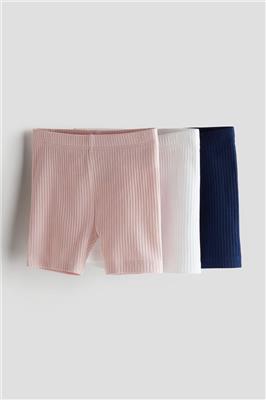 3-pack Ribbed Bike Shorts - Regular waist - Short -Light pink/dark blue -Kids | H&M CA