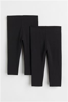 2-pack Cotton Leggings - Regular waist - Regular length -Black -Kids | H&M CA