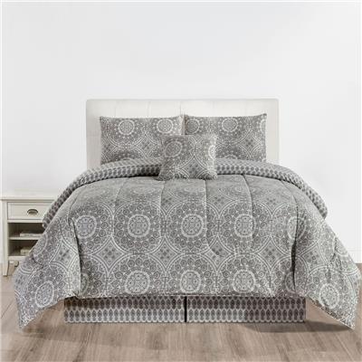 Comforter Set Reversible 5 Piece Soft Bedding with Decorative Pillow