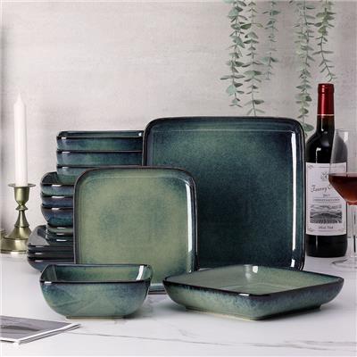 vancasso Stern Reactive Glaze Stoneware Dinnerware Set, Service for 4