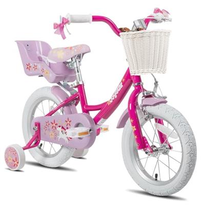 JOYSTAR Unicorn 12 Inch Kids Bike for 3 4 Years Girls Toddler Bike with Training Wheels Princess Kids Bicycle with Basket Doll Bike Seat Bike Streamer