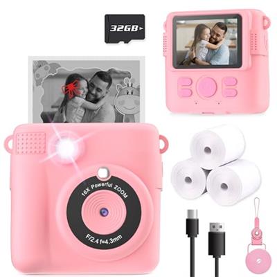 ESOXOFFORE Instant Print Camera for Kids, Christmas Birthday Gifts Girls Boys Age 3-12, HD Digital Video Cameras Toddler, Portable Toy 3 4 5 6 7 8 9 1