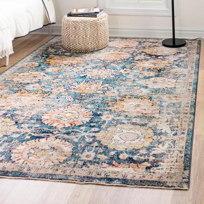 Langley Street Akira Floral Blue/Saffron Yellow/Warm Beiges Area Rug & Reviews - Wayfair Canada