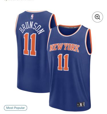 Youth New York Knicks Jalen Brunson Fanatics Blue Fast Break Replica Player Jersey - Icon Edition