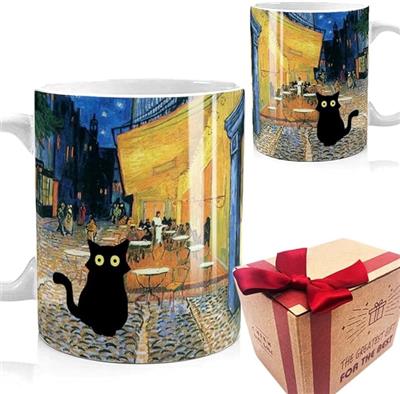 Amazon.com: Famous Art Paintings Funny Cat Coffee Mug for Artist Art Lover Art Teacher Cat Lovers, Famous Art Picture Classic Art Vincent Art Aestheti