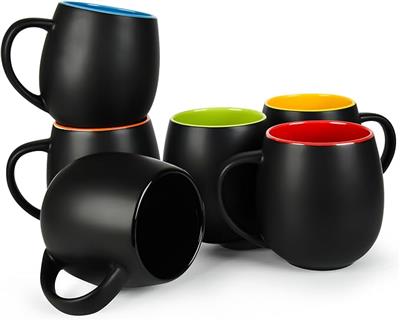 Amazon.com: BYCNZB 20oz ceramic Coffee Mug Sets Matte Black Porcelain Mug Multiple colors Cups for Coffee, Tea, Juice, Cocoa Set of 6 (20oz) : Home &