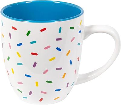 Amazon.com | Rose Pink Cute Coffee Mug with Rainbow Sprinkles | Birthday Cake Coffee Cup Gift | Large White Ceramic Cup | Ice cream and Dunkin Donuts
