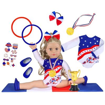 Ecore Fun 18 Inch Girl Doll Olympic Gymnastics Clothes and Accessories, 8 Pieces Sports Training Outfits, Doll Not Included