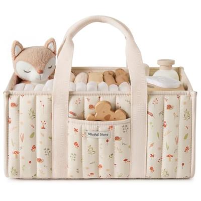 Blissful Diary Nappy Caddy Organiser, Baby Diaper Caddy for Nappy Station, Stylish Storage Basket for Newborn Essentials, Baby Shower Gifts for Girl o
