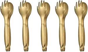 MBBITL 5 x Flatware Serving Tongs 8 inch Stainless Steel Salad Buffet Tongs Fork Spoon Design - Gold : Amazon.co.uk: Home & Kitchen