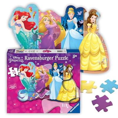 Ravensburger - Disney Pretty Princesses - 24 Piece Jigsaw Floor Puzzle - Belle, Cinderella, Ariel and Rapunzel in Bold, Bright Colors - Premium Qualit
