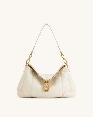 Jayla Metal Pendant Embellished Shoulder Bag - White
 | JW PEI