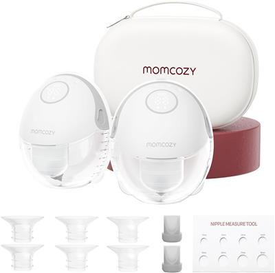 Momcozy Breast Pump Hands Free Mobile Style | M6, Wearable Breastfeeding Pump Ideal Rhythm for More Milk, 24mm, Volume Capacity 180ml (Gray, 2 Count)