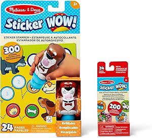 Amazon.com: Melissa & Doug Sticker Wow!™ Dog Bundle: 24-Page Activity Book, Refillable Sticker Stamper, Mini Pad, 500 Stickers, Arts and Crafts for Ki