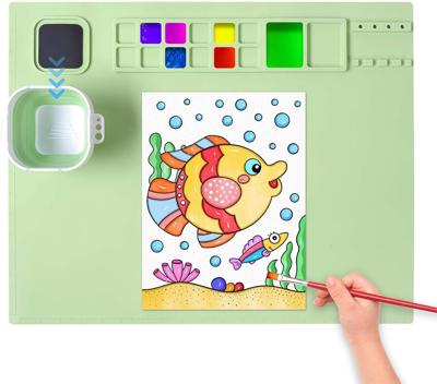 Amazon.com: AWOKE Tapete de pintura de silicona para protección de mesa, tapete de arte lavable de 20 x 16 pulgadas con 1 taza de agua para niños, tap