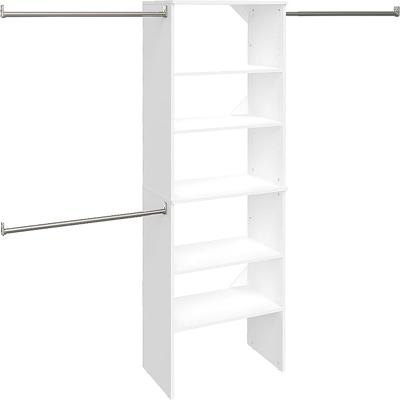 Amazon.com: ClosetMaid SuiteSymphony Wood Closet Organizer System, 25-Inch Starter Kit with Tower and 3 Hang Rods and Shelving, Adjustable Shelves, Cu