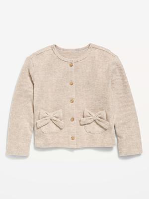 Cozy Ribbed Bow-Pocket Cardigan Sweater for Toddler Girls | Old Navy