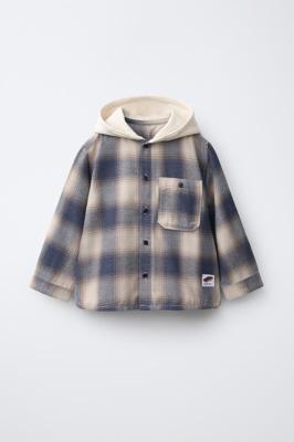 PLAID HOODED SHIRT - Blue marl | ZARA Canada