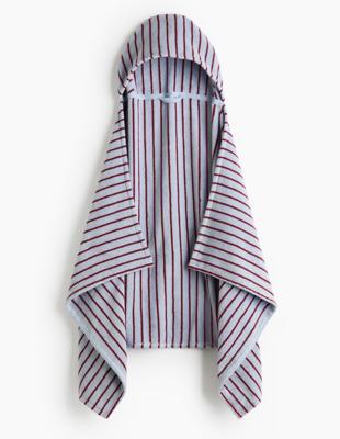 Light blue/dark red striped Hooded Bath Towel at H&M Home | H&M CA