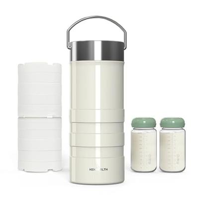 KEKHEALTH 22oz Premium Stainless Steel Breast Milk Cooler, 360° Cooling Gel Ring, 24-Hour Cold Storage, 2 BPA-Free 11oz Bottles, Leak-Proof, Designed