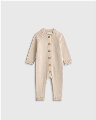 100% Organic Cotton Sweater Romper - Baby in Speckled Beige | Quince Canada