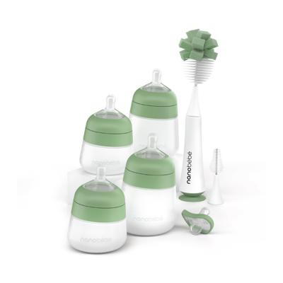 Nanobebe Flexy Silicone Feeding Set Sage / White | Baby Bunting AU