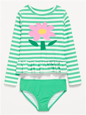 Printed Long-Sleeve Rashguard Swim Top Set for Toddler Girls | Old Navy