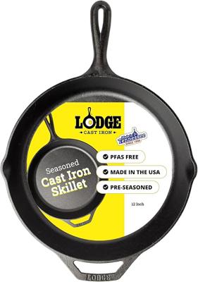 Lodge Pre-Seasoned Cast Iron Skillet for Indoor and Outdoor Use. Induction Frying Pan. Oven, Grill and Metal Utensil Safe Skillet Frying Pan with Pour
