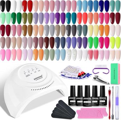 Amazon.com: JODSONE Gel Nail Polish Kit 60 PCS with U V Light Soak off Base Top Coat 55 Shine Colors Gel Nail Kit Bright and Dark Brown Wine Red Serie