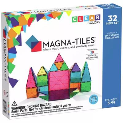 MAGNA-TILES Clear Colours 32 Piece Set Magnetic Toy