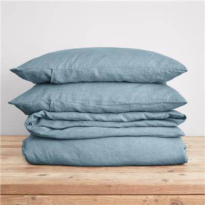 French Flax Linen Quilt Cover Set in Marine Blue – I Love Linen