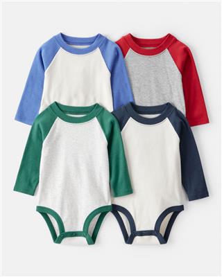 Multi Baby Boy 4-Pack Long-Sleeve Multipack Bodysuits - White | Carter’s Oshkosh Canada
