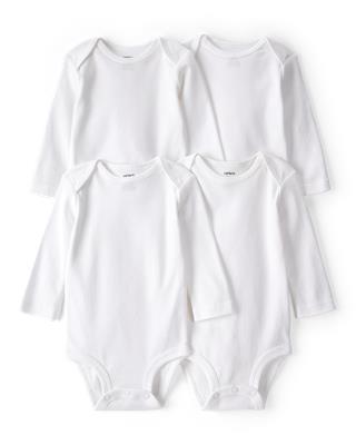 White Baby 4-Pack Long-Sleeve Bodysuits | Carter’s Oshkosh Canada
