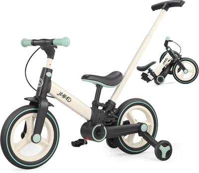 Amazon.com: JMMD 6 in 1 Toddler Bike with Push Handle for Kids 18-60 Months, 12 Foldable Balance Bike with Training Wheels, Pedals, Brakes, Kickstand,
