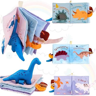 Richgv Soft Baby Books Toys 0-6-12 Months, Sensory Toy for Babies with Mirror, Crinkle Paper, Maze & Little Dinosaur, Early Development Travel Toy, St