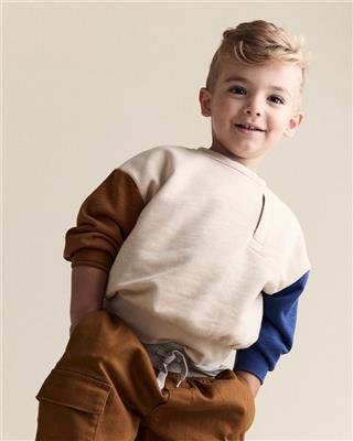 Khaki Toddler Boy Colourblock Pullover Sweatshirt - Khaki | Carter’s Oshkosh Canada