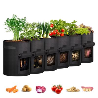 iPower 6-Pack 10-Gallon Potato Grow Bags Planter Pots with Handle, Access Flap and Visual Window, Thickened Non-woven Aeration Fabric Container for To