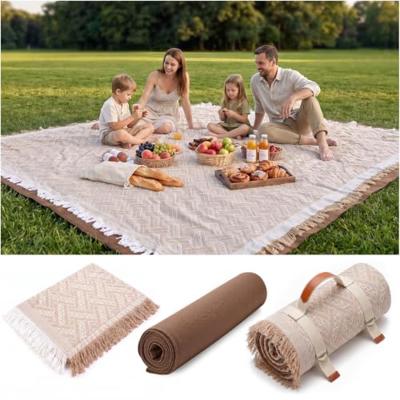 Genovega 2 in 1 Extra Large Rug Outdoor Picnic Blanket Waterproof Woven Boho Mat Giant Beach Towel Travel Essential Yoga Accessories Park Patio Lawn G