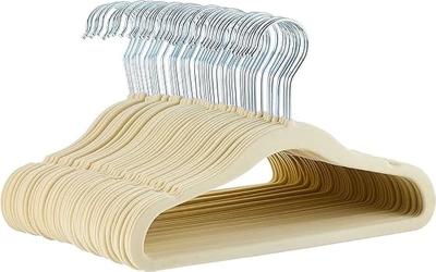 Amazon.com: Amazon Basics Kids Space Saving Velvet Non-Slip Clothes Hangers with Shoulder Notches for Infant and Toddler, 11.6, Beige, 50-Pack