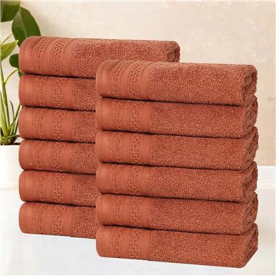 Superior Honeycomb Border Cotton Medium Weight Face Towels Washcloths, Set of 12
