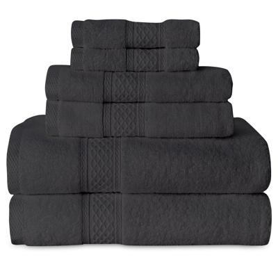 Gogreen Gray Bath Towel Sets of 6 Pieces, 2 Bath Towels 2 Hand Towels 2 Washcloths, 100% Cotton Highly Absorbent Towels for Bathroom, Gym, Hotel (Dark