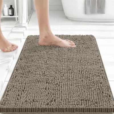 Bcoimo Small Bath Rug Mat,24x17 Chenille High Absorbent Latte Bathroom Mats | Non Slip with Rubber Backing Bathroom Rugs Machine Washable;Extra Soft B
