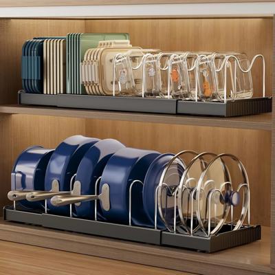Amazon.com: Magheo 2 Pack Expandable Food Storage Container Lid Organizers, 22 Pots and Pans Organizer Under Cabinet with 9 Adjustable Dividers Pot an