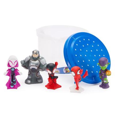 Disney Store Official Spidey Bath Heroes Toy Set 21.5 cm | Five water play figures with bucket and strainer lid, ideal for bath time fun, sensory play