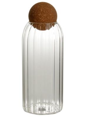 Ribbed Clear Glass Storage Jar with Cork Stopper 20x8cm – PEP Online