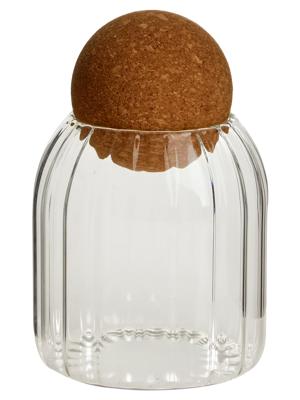 Ribbed Glass Storage Jar with Cork Stopper Lid 10x8cm – PEP Online